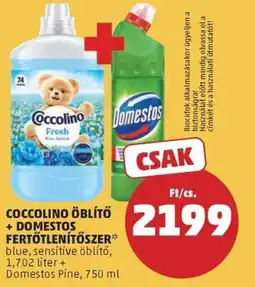 PENNY Coccolino öblítő + Domestos fertőtlenítőszer ajánlat