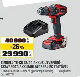 OBI Einhell te-cd 18/44 akkus ütvefúró-csavarozó akkumulátorral és töltővel ajánlat
