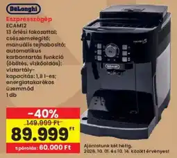 Interspar DeLonghi eszpresszó gép ajánlat