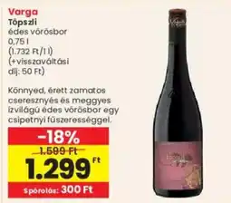 Interspar Varga töpszli édes vörösbor ajánlat