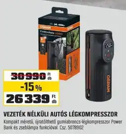 OBI Osram vezeték nélküli autós légkompresszor ajánlat