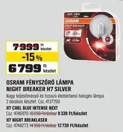 OBI osram fényszóró lampa night breaker h7 silver ajánlat
