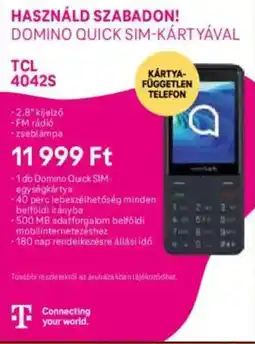 Expert Tcl domino quick sim-kártyával ajánlat