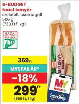 Spar S-BUDGET toast kenyér ajánlat