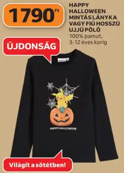Auchan Pokémon halloween mintás lányka vagy fiú hosszú ujjú póló ajánlat