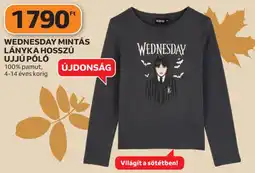 Auchan Wednesday mintás lányka hosszú ujjú póló ajánlat