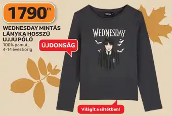 Wednesday mintás lányka hosszú ujjú póló