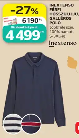 Auchan Inextenso férfi hosszú ujjú galléros póló ajánlat