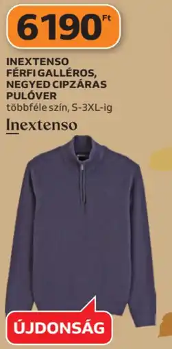 Auchan Inextenso férfi galléros, negyed cipzáras pulóver ajánlat