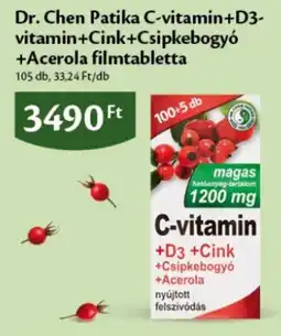 EcoFamily Dr. Chen Patika C-vitamin+D3-vitamin+Cink+Csipkebogyó+Acerola filmtabletta ajánlat