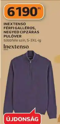 Auchan Inextenso férfi galléros, negyed cipzáras pulóver ajánlat