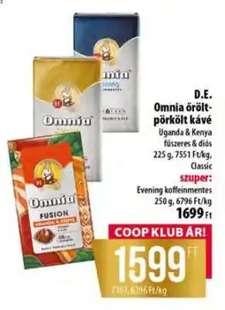 Coop D.E. Omnia őrölt-pörkölt kávé ajánlat