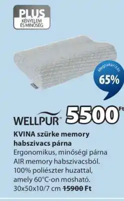JYSK WELLPUR KVINA szürke memory habszivacs párna ajánlat