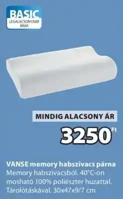 JYSK VANSE memory habszivacs párna ajánlat