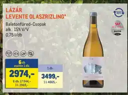 Metro LÁZÁR LEVENTE OLASZRIZLING ajánlat