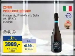 Metro ZONIN PROSECCO 1821 DOC ajánlat