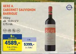 Metro GERE A. CABERNET SAUVIGNON BARRIQUE ajánlat