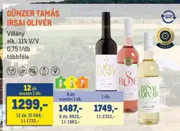Metro Günzer Tamás Irsai Olivér ajánlat