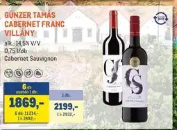 Metro Günzer Tamás Cabernet Franc Villány ajánlat