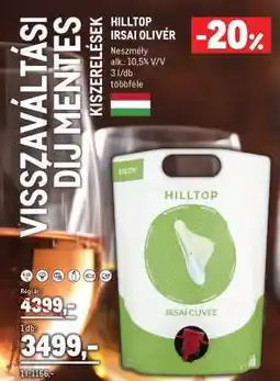 Metro HILLTOP Irsai Olivér ajánlat