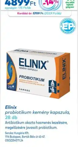 Gyöngy Patikák Elinix probiotikum ajánlat