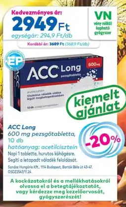 Gyöngy Patikák ACC long 600 mg pezsgotabletta ajánlat