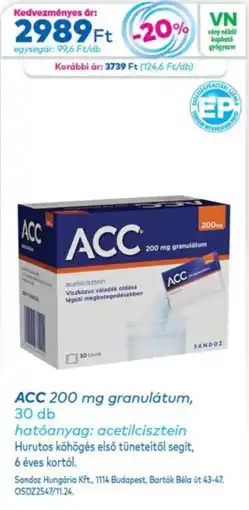 Gyöngy Patikák Acc 200 mg granulatum ajánlat