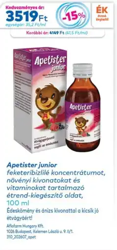 Gyöngy Patikák Apetister junior ajánlat