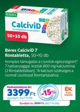 Gyöngy Patikák Béres CalciviD 7 filmtabletta, ajánlat