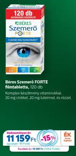 Gyöngy Patikák Béres Szemerő Forte filmtabletta ajánlat