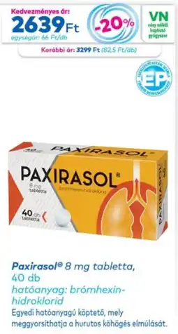 Gyöngy Patikák Paxirasol 8 mg tabletta ajánlat