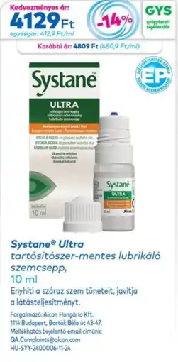 Gyöngy Patikák Systane ultra ajánlat
