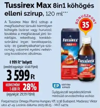 Tussirex Max 8in1 kohoges elleni szirup