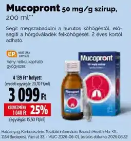 Pingvin Patika Mucopront szirup ajánlat