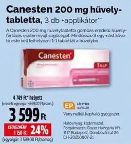 Pingvin Patika Canesten hüvelytabletta ajánlat