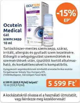 Benu Gyógyszertárak Ocutein Medical Gél szemcsepp ajánlat