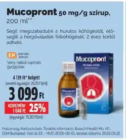 Pingvin Patika Mucopront 50 mg/g szirup ajánlat