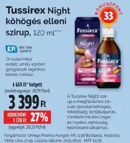 Pingvin Patika Tussirex night szirup ajánlat