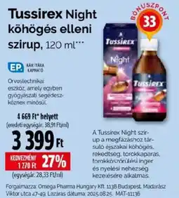 Pingvin Patika Tussirex Night szirup ajánlat
