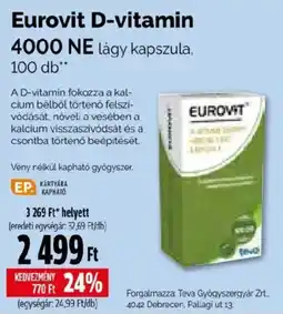 Pingvin Patika Eurovit d-vitamin 4000 ne lagy kapszula ajánlat