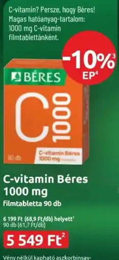 Benu Gyógyszertárak C-vitamin Béres ajánlat