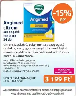 Benu Gyógyszertárak Wick angimed citrom szopogató tabletta ajánlat