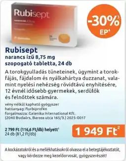 Benu Gyógyszertárak rubisept szopogató tabletta ajánlat