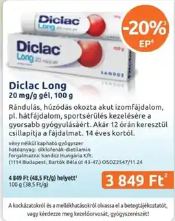 Benu Gyógyszertárak Diclac Long ajánlat