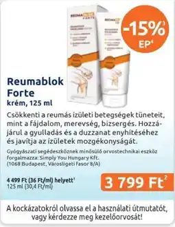 Benu Gyógyszertárak Reumablok Forte ajánlat