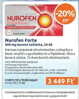 Benu Gyógyszertárak Nurofen Forte ajánlat
