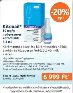 Benu Gyógyszertárak Kitonail ajánlat