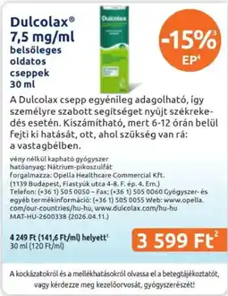 Benu Gyógyszertárak Dulcolax belsőleges oldatos csepp ajánlat