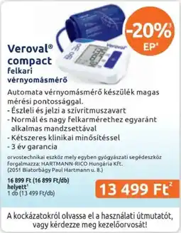 Benu Gyógyszertárak Veroval compact felkari vérnyomásmérő ajánlat