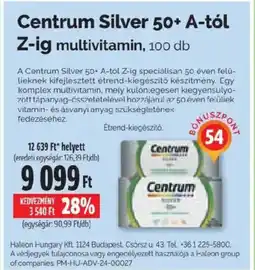 Pingvin Patika Centrum Silver 50+ A-tól Z-ig multivitamin ajánlat